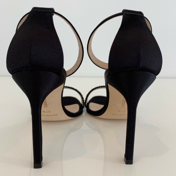 MANOLO BLAHNIK BLACK CRYSTAL SANDALS 7.5 NEW! - Picture 13 of 17